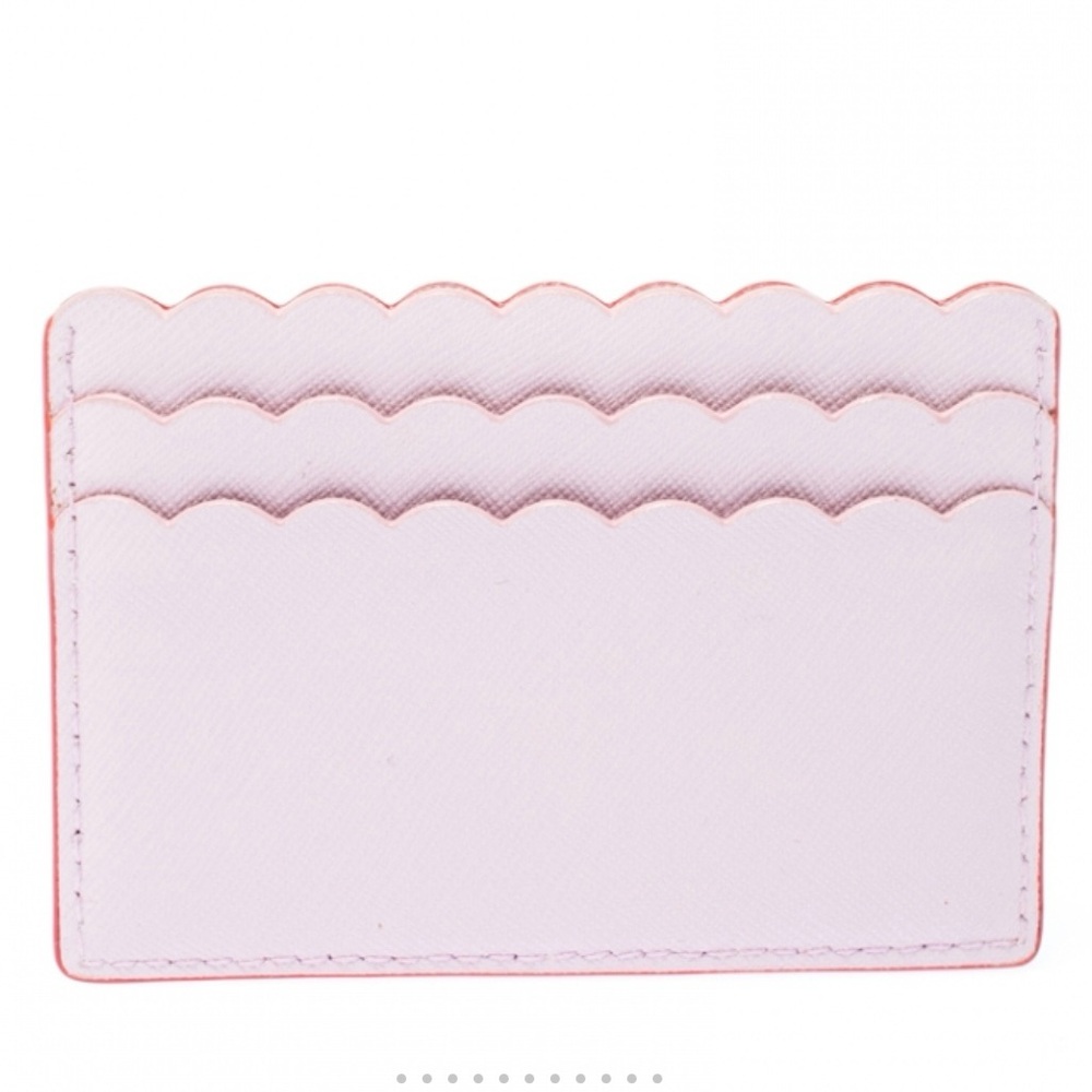 Kate Spade Coral and Pink Morris Lane Leather Card Holder with Scalloped Edge - Picture 5 of 8